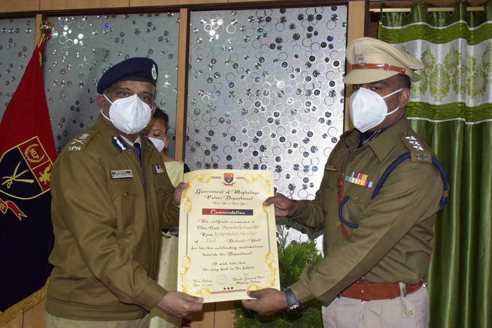 Director General of Police, Meghalaya, Shri. R. Chandranathan, IPS, awarded 50 Commendations in Silver and Bronze category, to the police officials of the department, for their outstanding contributions in the line of duty on 22.12.2020