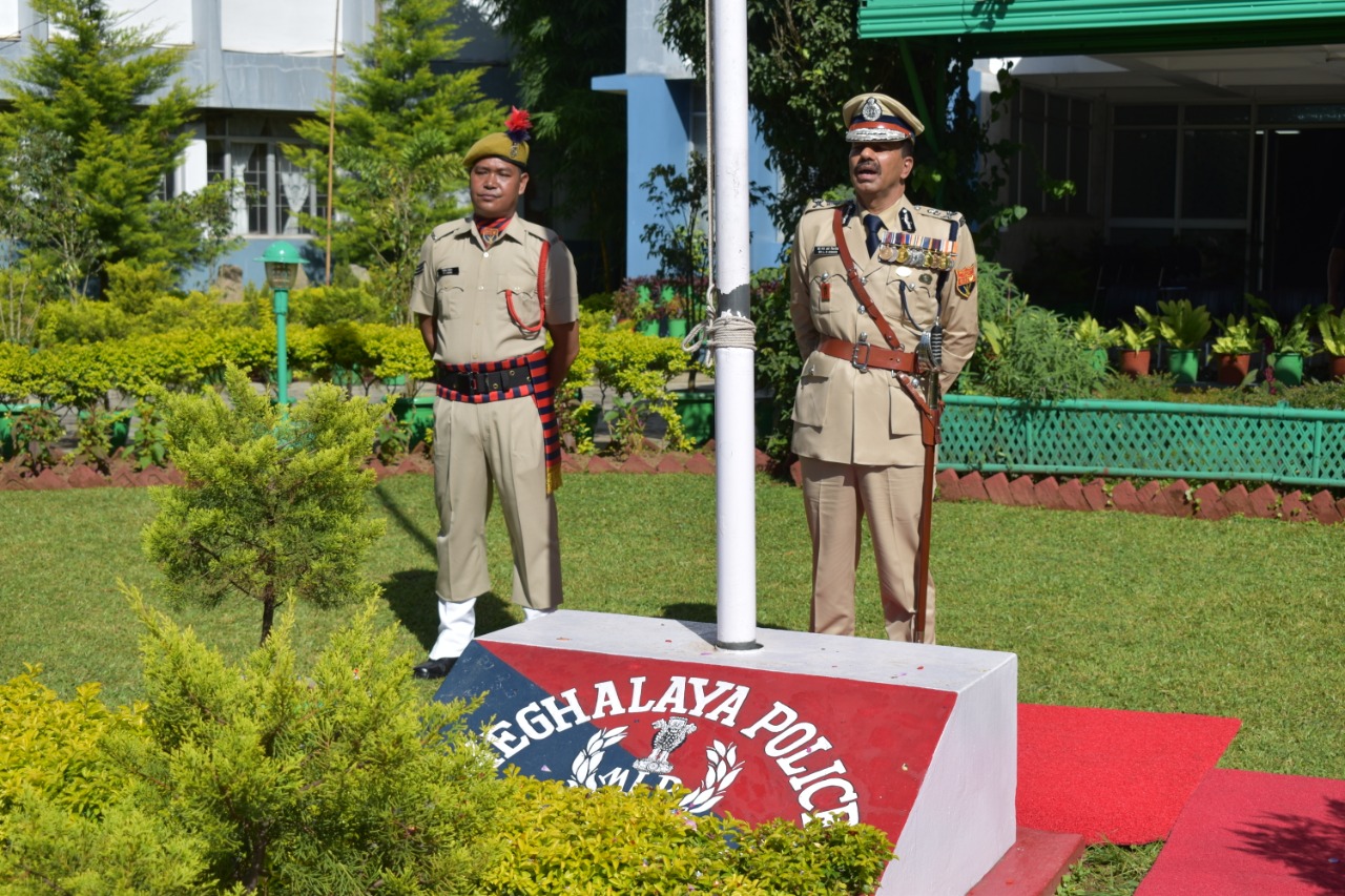 Flag Hosting Ceremony at Police Headquarters, Shillong on the occasion of Independence Day Celebration by Dr. L. R. Bishnoi, IPS DGP, Meghalaya