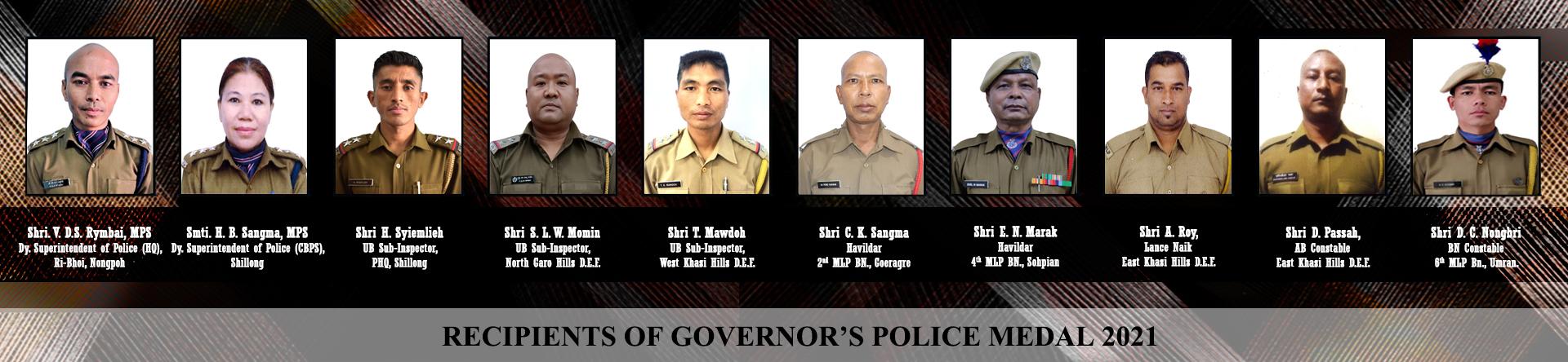 Recipients of Governors Police Medal 2021