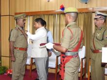 Shri Aash Mohammad receiving Presidents Medal for Meritorious Service Republic Day 2014 from Hon'ble CM of Meghalaya