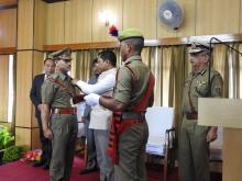 Shri Jiswell Nongspung receiving Fire Service Medal for Meritorious Service Independence Day 2015 from Hon'ble CM of Meghalaya