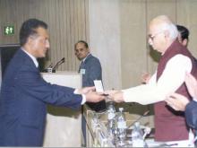 Shri A. Pradhan, IPS receiving award 