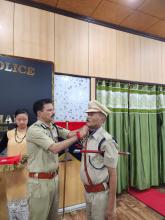 Pipping Ceremony of Shri. E. Marap, MPS, Shri. K. Prasad, MPS, Shri. I. O. Swer, MPS, Smti. R. Pathaw, MPS, Shri. N. S. Singh, MPS, who have been promoted to the rank of Superintendent of Police on 08.06.2023 at PHQ, Shillong.